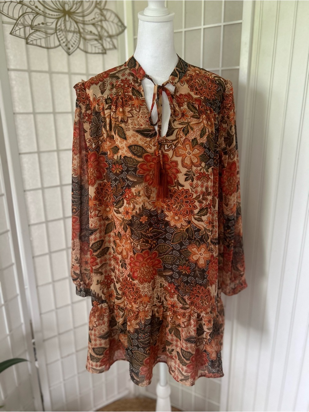 Dress Forum Los Angeles Floral Boho Mini Dress | Size Large | Pre-Loved